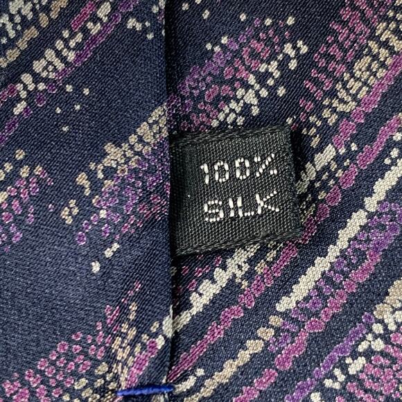 MISSONI One Size Purple Grey Black Abstract Silk Tie - Picture 5 of 5